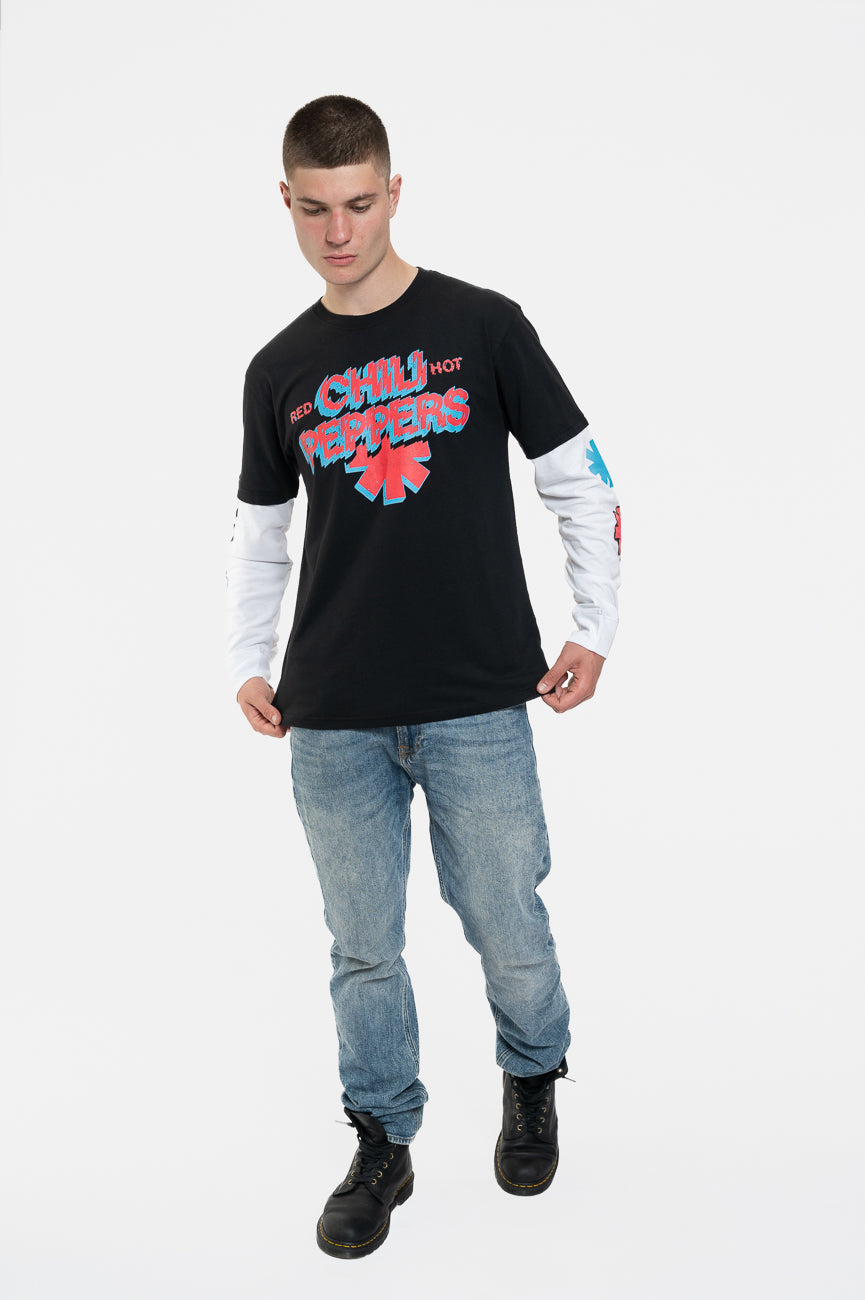 Red Hot Chili Peppers Shock Logo Layered Long Sleeve T Shirt