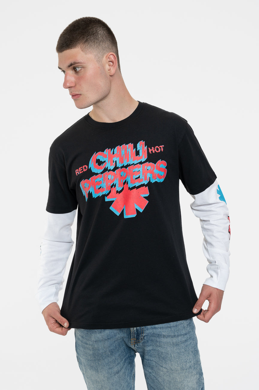 Red Hot Chili Peppers Shock Logo Layered Long Sleeve T Shirt