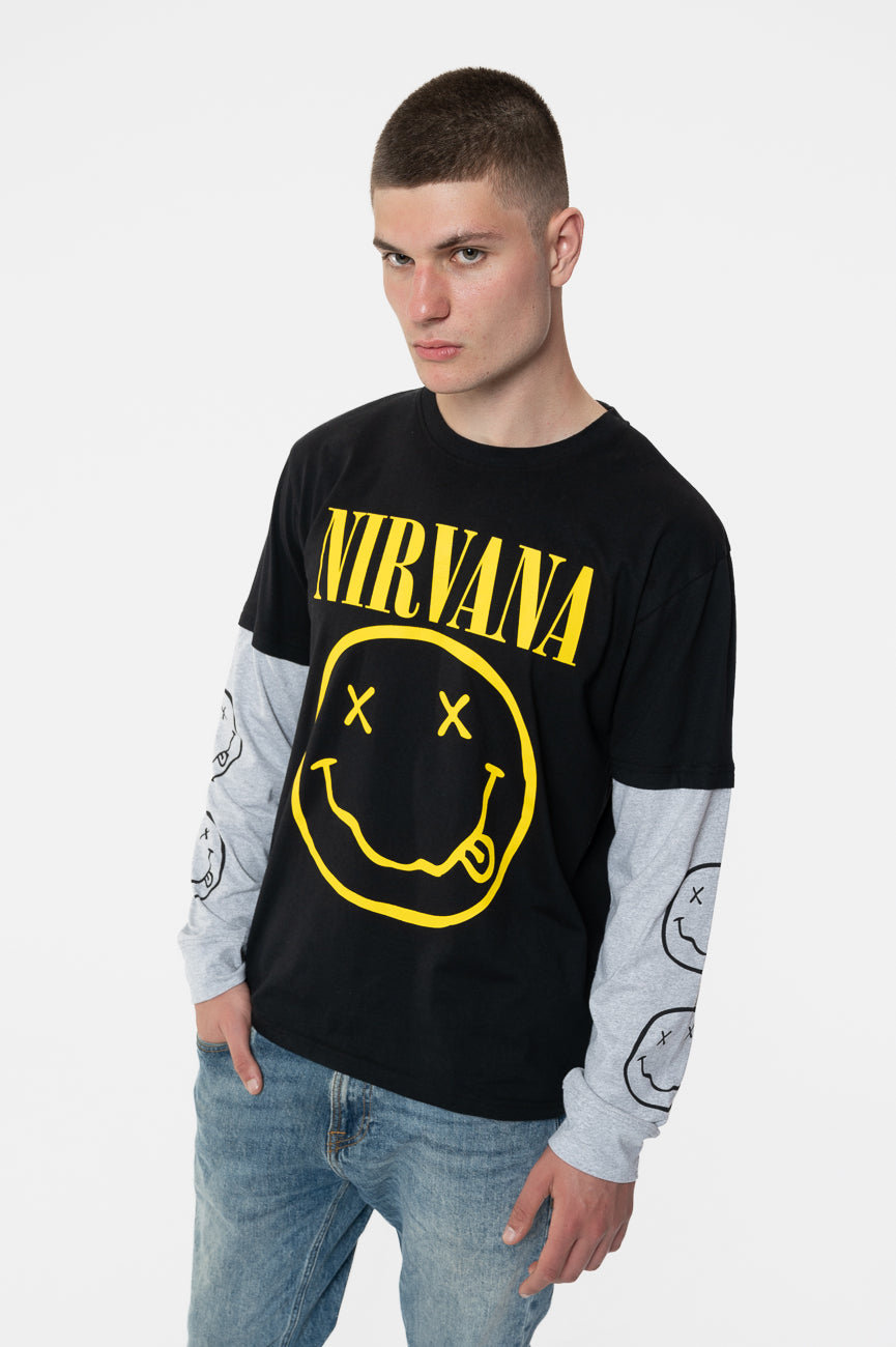 Nirvana Grunge Face Layered Long Sleeve T Shirt – Paradiso Clothing
