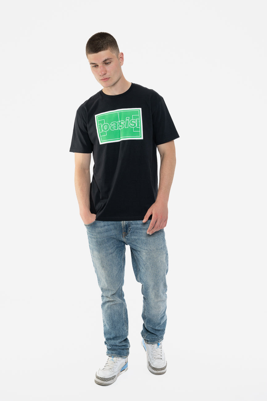 Rock Off T-Shirt Officiel Oasis Maine Road Football Pitch – T-Shirt Unisexe Noir De Qualité Premium