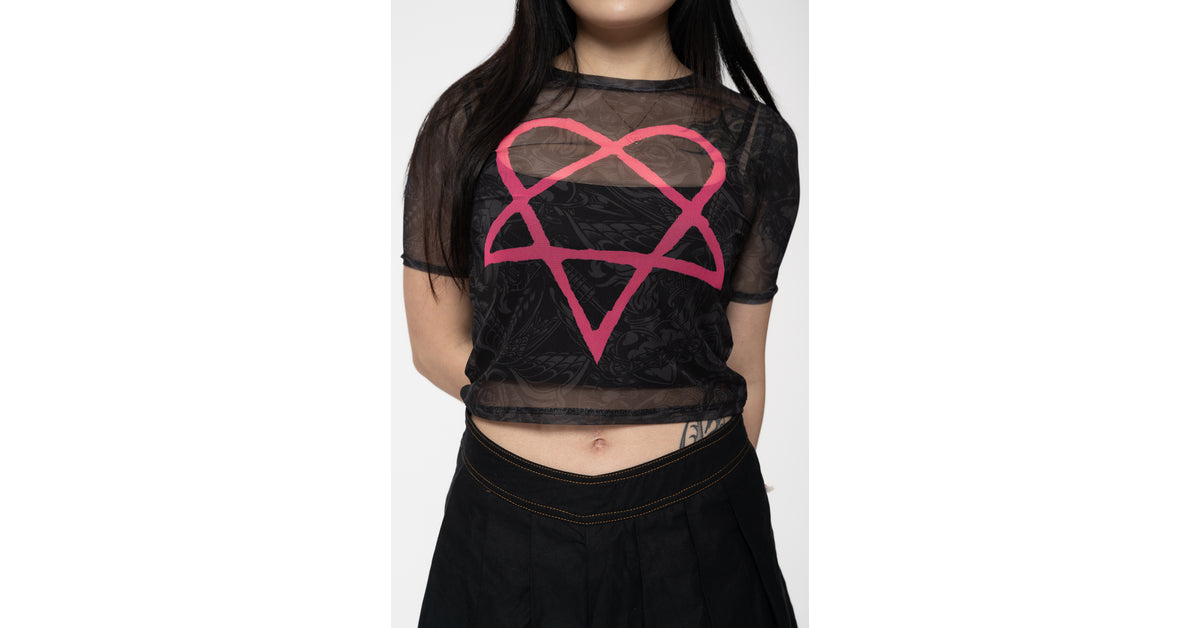 HIM Pink Heartagram Mesh Crop Top – Paradiso Clothing