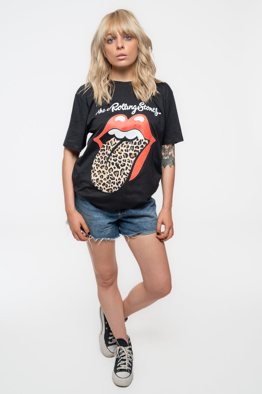 cheetah tongue rolling stones shirt