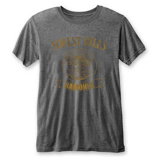 Ramones Unisex Burnout T-Shirt: Forest Hills (Charcoal Grey)