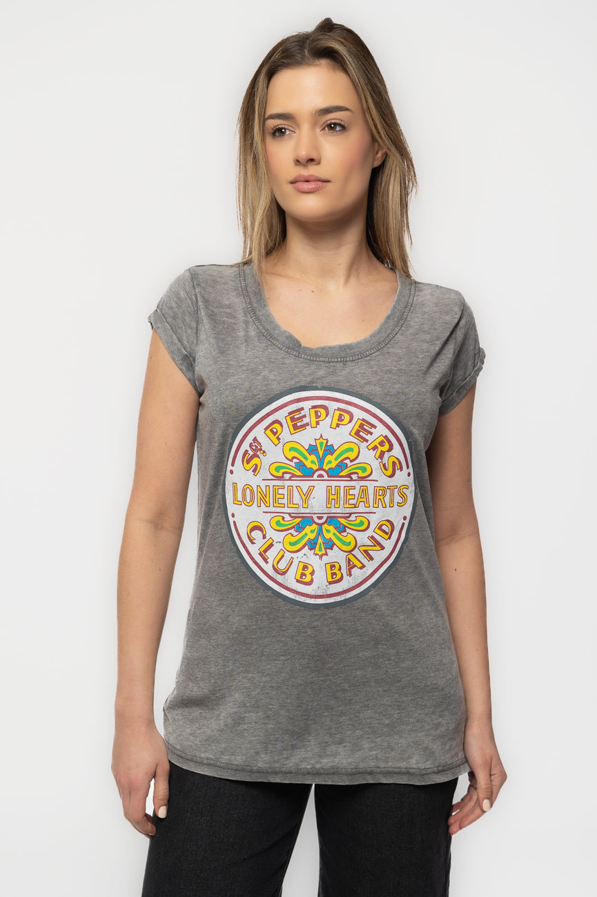 The Beatles Sgt Pepper Drum Burnout T Shirt - Main Image